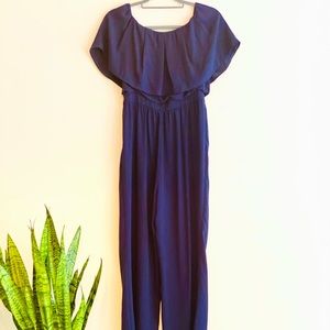 Vince Camuto navy jumper with ruffle top